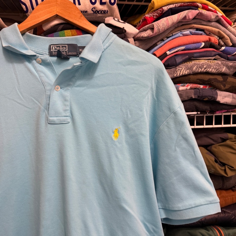 Polo Ralph Lauren Polo Shirt Mens XL Blue Pony Logo Short Sleeve Pique Cotton